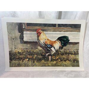 1993 Amy Newbold Rooster Print Watercolor Art Poultry Wall Decor